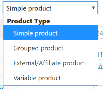 Selecting product type for WooCommerce product set up