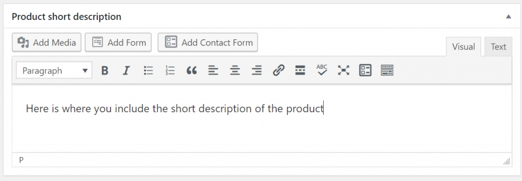 adding a WooCommerce short product description